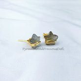 Tiny Labradorite studs, star shape jewelry, wire wrap earrings, minimalist crystal jewelry, boho earrings, Sold By Pair